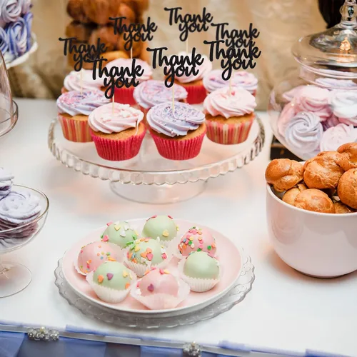 Miniatura 5 de Gyufise Paquete de 36 adornos para cupcakes con purpurina negra para Acción de Gracias, decoraciones para baby shower, niños y niñas, suministros