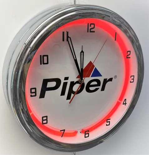 Miniatura 2 de 16" Piper Aircraft Airplane Lock Haven PA Sign Reloj de neón rojo