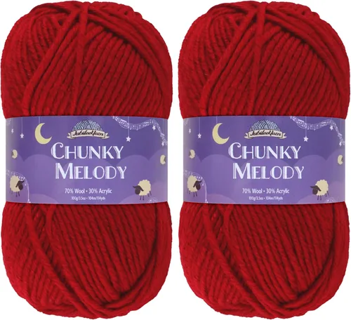 Miniatura 25 de JubileeYarn Chunky Melody - Hilo para tejer 100g/madeja, mezcla de lana gruesa, color maíz naranja - 2 madejas 15 Maíz Naranja