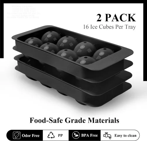 Miniatura 6 de Whiskey Ice Cubes Mold,2 x 8 PCS x 1.8 inch Whiskey Ice Cubes,Circle Ice Cube Tray with Lid and Bin,Sphere Ice Ball Maker Mold,Round Ice Cube Mold