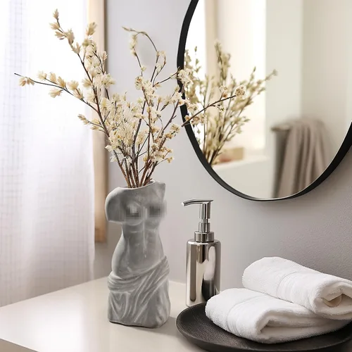 Body Modern - Jarrón blanco de cerámica, jarrones de flores de cemento para decoración de sala de estar moderna, barthroom, comedor Tipo C