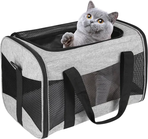 Miniatura 9 de Estuche de transporte para gatos, aprobado por aerolíneas, portátil y transpirable, transportador de viaje para mascotas, almohadilla de forro polar