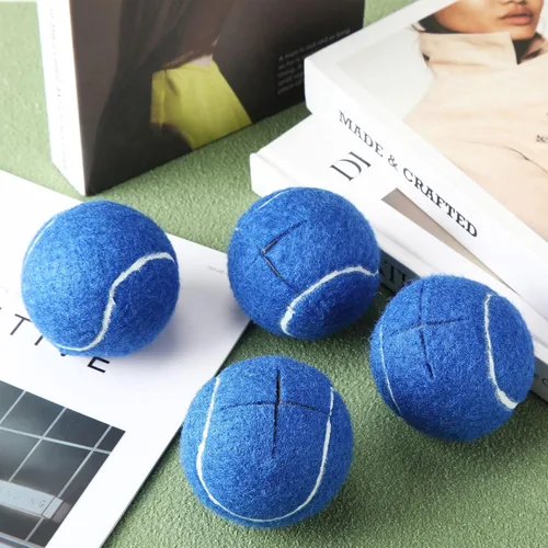 Miniatura 7 de Macarrie 60 pelotas de tenis precortadas a granel para sillas resistentes y de larga duración para muebles de aula, protectores de patas y Azul