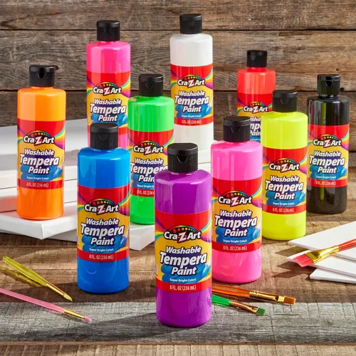 Miniatura 2 de Cra-Z-Art POP! Pintura de témpera lavable de neón para niños, paquete a granel de 10 unidades, colores fluorescentes surtidos, juego de pintura