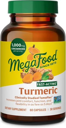 MegaFood Suplemento de cúrcuma de acción rápida - clínicamente estudiado - Suplementos articulares para hombres y mujeres - con pimienta negra para