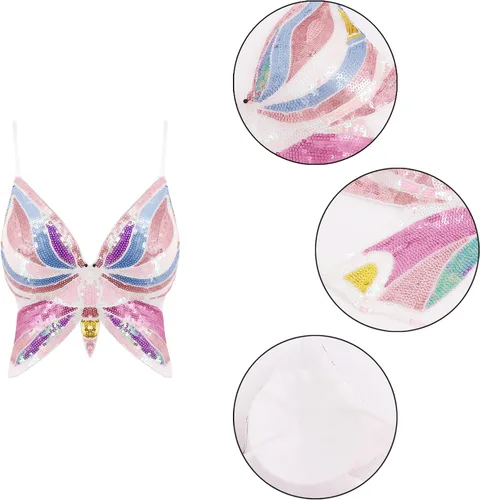 Miniatura 5 de Mocure - Blusa de tirantes con lentejuelas brillantes para mujer