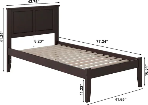 Miniatura 2 de Atlantic Furniture AR8621001 Madison - Cama de plataforma con tabla de pie abierto, tamaño individual, color espresso