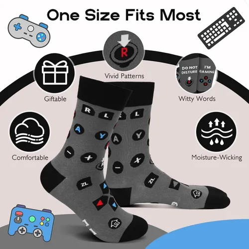 Miniatura 57 de AGRIMONY Calcetines divertidos con texto en inglés «Do Not Disturb Gaming» para hombres, mujeres, adolescentes, niños, Pascua, padres, cumpleaños