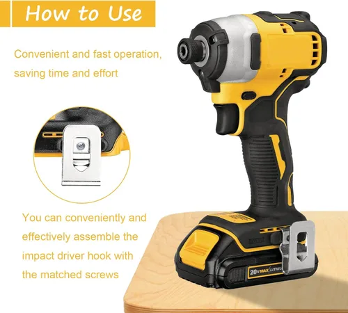 Miniatura 6 de Juego de 2 clips para cinturón Dewalt 304 de acero inoxidable para herramientas de taladro Dewalt, clips Dewalt, con tornillos para Dewalt N268241