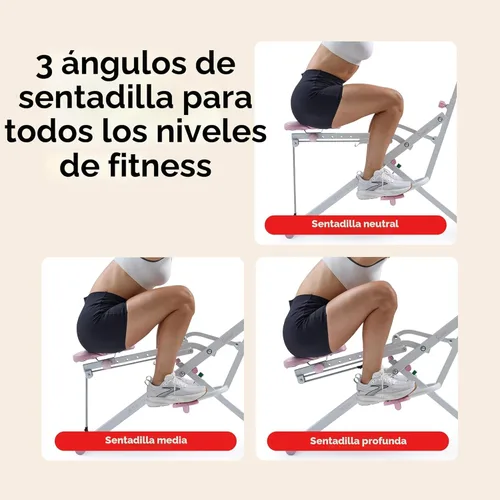 Miniatura 5 de Sunny Health & Fitness Row-N-Ride - Entrenador de sentadillas, equipo de ejercicio plegable y de fácil instalación, resistencia ajustable, para Rosa