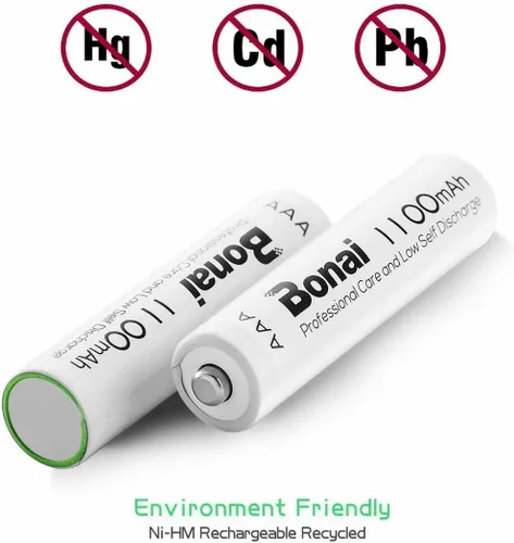 Miniatura 4 de Bonai, baterías recargables AAA 1100 mAh Ni-MH de alta capacidad, Paquete de 8