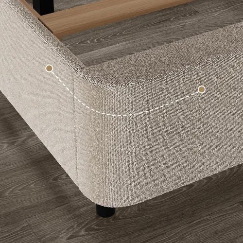 Miniatura 6 de HOMBCK - Base de cama tapizada de tejido bouclé con cabecera suave con diseño de esquinas redondeadas, listones de madera, no requiere somier, fácil