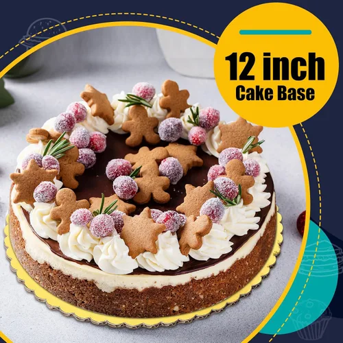 Miniatura 4 de Nuenen 50 tableros dorados de 12 pulgadas para tartas, cartón, desechable, recubiertos, placas de círculos de cartón, base festoneada