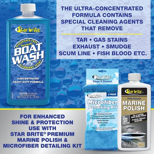 Miniatura 5 de STAR BRITE Jabón concentrado para barcos, biodegradable, sin fosfatos, resistente para todas las superficies marinas, 16 onzas (080416)