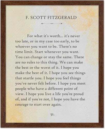 Miniatura 20 de Poster Master Póster con texto en inglés «For What Its Worth» de F. Scott Fitzgerald - Impresión - Arte de Página de Libro - Arte Literario - Regalo