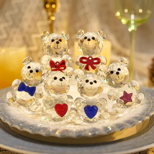 Miniatura 10 de QFkris Juego de 3 figuras de muñeco de nieve de cristal, figura de Navidad de cristal de 3.7 pulgadas, decoración de muñeco de nieve de cristal