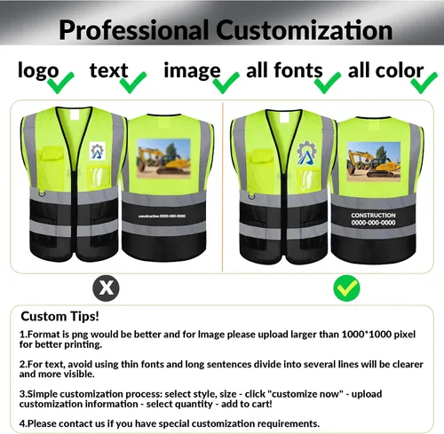 Miniatura 2 de BeautyWill Chaleco de seguridad personalizado con logotipo Clase 2 Chaleco reflectante de alta visibilidad Chaleco de trabajo protector