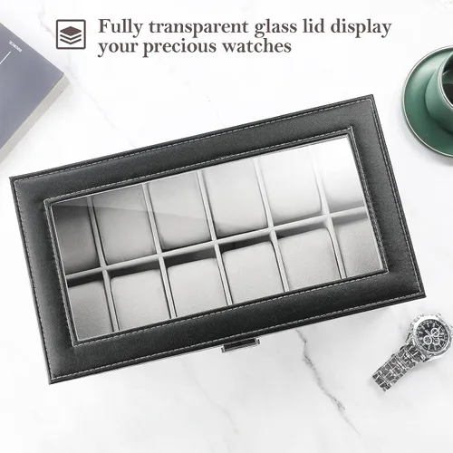 Miniatura 5 de ProCase Paquete organizador de caja de reloj de 12 ranuras con funda de reloj de viaje