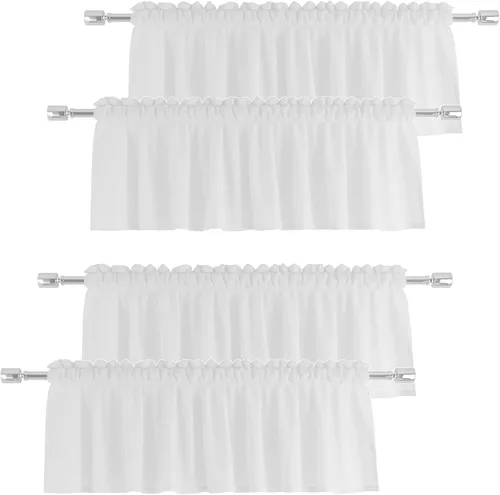 Miniatura 9 de Cenefas traslúcidas beige de 18 pulgadas, cortinas para ventana de sala de estar, dormitorio, cocina, mini paneles de cortina cortos pequeños