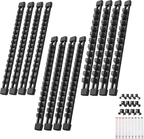 Miniatura 35 de Reniteco Organizador de Enchufes ABS - Juego de Soportes de Enchufes Gris, Juego de 12 Piezas de Soportes de Enchufes de Calidad Premium 1/4