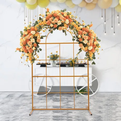 Miniatura 7 de Soporte de telón de fondo de arco de boda de 3.9 x 6.6 pies, soporte de arco de globos de metal, arco de boda dorado, marco de arco de globos