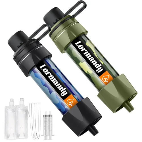 Miniatura 13 de Paquete de 5 filtros de agua con pajilla, kit de equipo de supervivencia para campamento y senderismo al aire libre, para uso familiar, popotes de 5