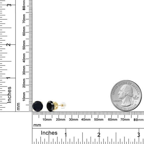 Miniatura 3 de Gem Stone King Aretes redondos de oro de 14 quilates con piedra natal Redondos de 0.315 in Aretes de oro macizo para mujer