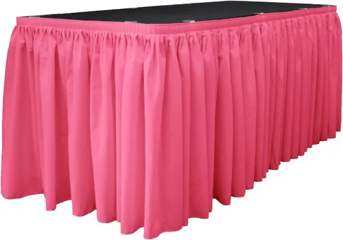 Miniatura 25 de LA Linen Falda de mesa de popelina de poliéster para mesas rectangulares, tela plisada para banquetes de boda, 14 pies por 29 pulgadas de largo