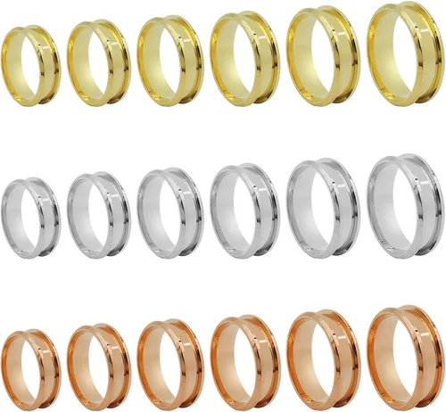 Miniatura 8 de 18 anillos de dedo ranurados de acero inoxidable para fabricación de joyas, 7/8/9/10/11/12 anillos de núcleo de anillo en blanco de 0.315 in