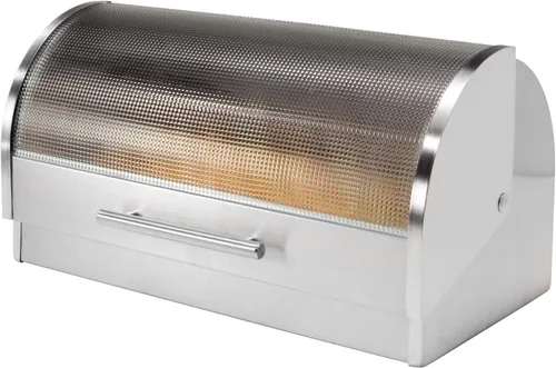 Oggi Panera con tapa enrollable de acero inoxidable para encimera de cocina con tapa de vidrio templado - Se adapta a múltiples hogazas grandes de