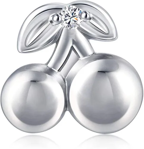 Miniatura 2 de Chow Sang Sang 950 Platinum Cherry Diamond - Aretes individuales para mujer 92120E se venden solos no pares
