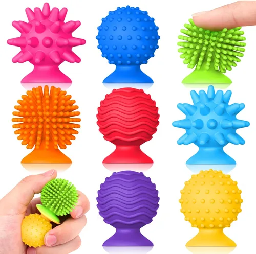 Juguetes sensoriales para niños y adultos: juguetes con ventosa texturizada para autismo - Sensorial blandito para baño en el aula - Juego de 8