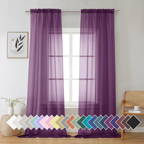 Miniatura 121 de Aiyufeng 2 paneles de cenefa transparente negra de 14 pulgadas de largo, cortinas cortas negras transparentes para dormitorio, cortinas de cocina