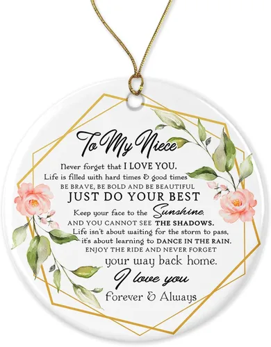 HTDesigns Adorno de Navidad para sobrina – Regalo de sobrina de la tía – "Never Forget That I Love You" impreso en ambos lados