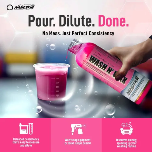 Miniatura 4 de Nanoskin WASH N' WAX con carnauba de 16 onzas – Limpia y brilla en un solo paso Funciona con cañón de espuma, pistola de espuma, lavado de cubo