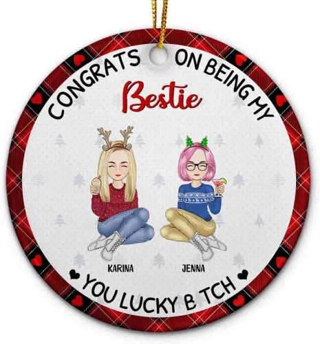 Miniatura 20 de Adorno personalizado con texto en inglés «Best Friend are Hard to Find Because The Very Best is Already Mine», adorno de Navidad personalizado 2023