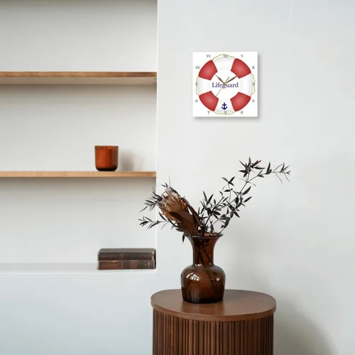 Miniatura 8 de 3D Rose 3dRose Lifeguard Lifesaver - Reloj de pared flotante rojo y blanco, 15 pulgadas (DPP_112970_3)