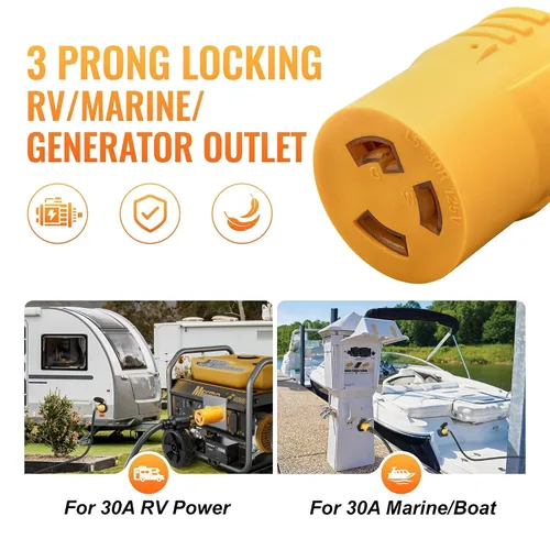 Miniatura 7 de MECMO Adaptador Twist-Lock de 30 Amperios a 110 Voltios para RV, Enchufe Eléctrico NEMA 5-15P a L5-30R, 125V 1875W, Enchufe Macho Doméstico de 15A a