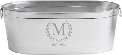 Let's Make Memories - Cubitera personalizada para bebidas - Corona de monograma - Cubitera para bebidas galvanizada sin soporte