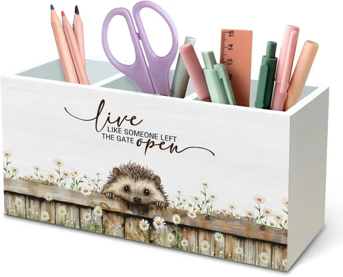 Miniatura 32 de DILSJ Organizador inspirador de 2 compartimentos para lápices, organizador para escritorio, amantes de los pollos regalos para mujeres, Live Like