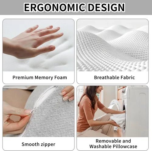 Miniatura 3 de Almohada de rodilla de embarazo para personas que duermen de lado con correa, almohada de espuma viscoelástica para piernas para aliviar el dolor