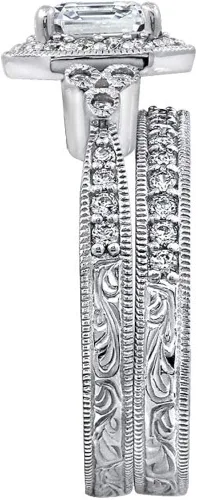Miniatura 3 de Tienda Collection Platinum-Plated Sterling Silver Antique Ring set with Asscher-Cut Infinite Elements Cubic Zirconia