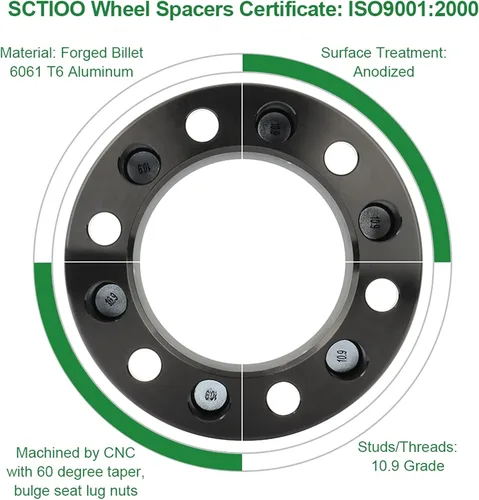 Miniatura 4 de SCITOO 4 espaciadores de rueda de 2 pulgadas y 1.969 in de 6 x 4.5 a 6 x 4.5 pulgadas, 0.236 x 4.500 in a 0.236 x 4.500 in, compatibles con Dakota