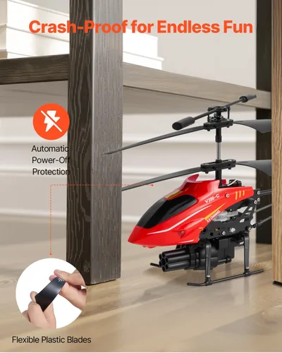 Miniatura 5 de VEVOR Helicóptero RC, helicóptero de control remoto volador de 2.4 GHz con modo de disparo, avión RC de 3.5 canales para niños, retención