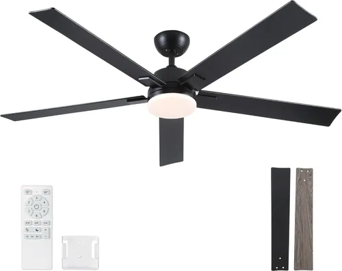 Miniatura 11 de Ventiladores de techo de 42 pulgadas con luces y control remoto, ventilador de techo de níquel cepillado, motor CC reversible de 6 velocidades, LED