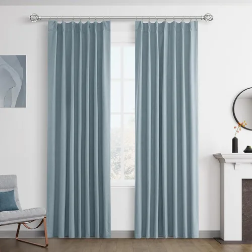 Miniatura 8 de Joywell Cortinas plisadas de lino 100 % opacas de 84 pulgadas de largo, cortinas con pestañas traseras para oscurecer la habitación con ganchos