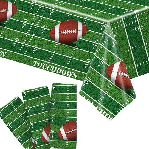 Miniatura 11 de KatchOn, XtraLarge - Mantel de fútbol – Paquete de 3 Decoraciones de fiesta de fútbol Mantel de campo de fútbol marrón Mantel de touchdown