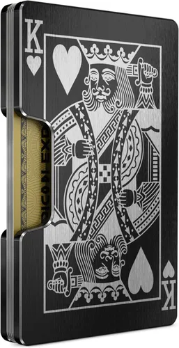 Miniatura 15 de Cartera de aluminio grabada para hombre, clip delgado para dinero y tarjetero con acabado grabado. Bloqueo RFID mejorado, carteras compactas, únicas
