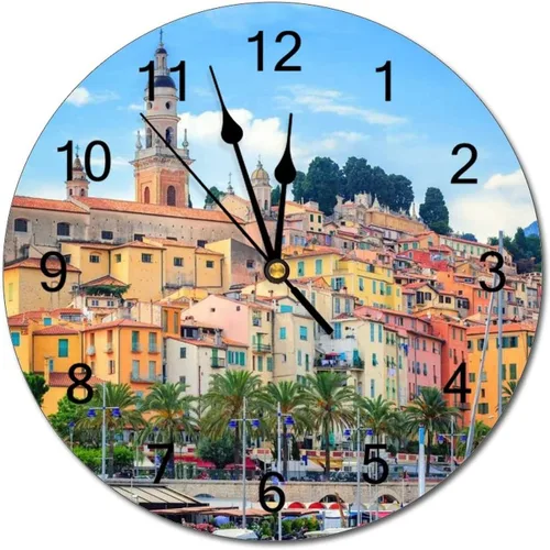 Miniatura 38 de Reloj de pared silencioso sin tictac de PVC, paisaje con hermosa puesta de sol en el campo C, funciona con pilas, 10 pulgadas (9.8 in), reloj