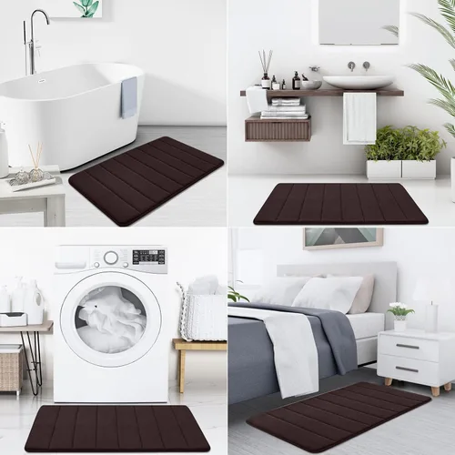 Miniatura 9 de Buganda Tapete de baño de espuma viscoelástica, 70 x 24 pulgadas, ultra suave y antideslizante, absorbente de agua y lavable a máquina, tapete